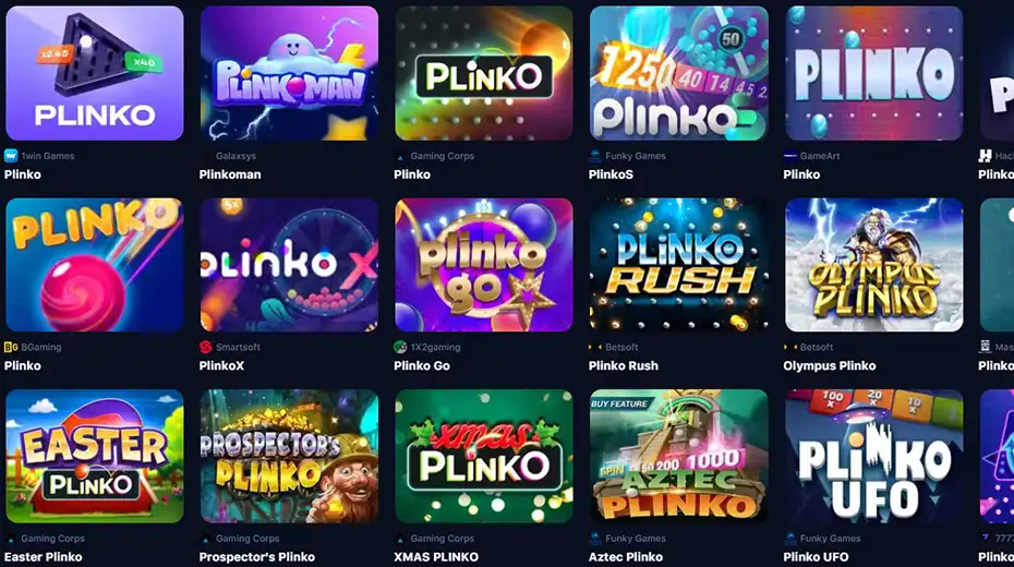 Plinko 1win - виды игр