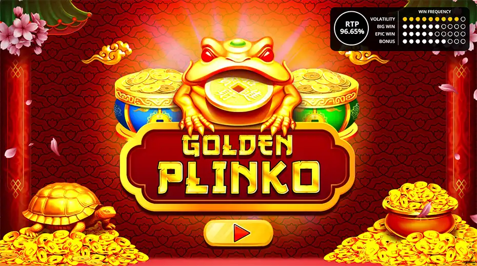 Игровое поле Golden Plinko с падающей монетой