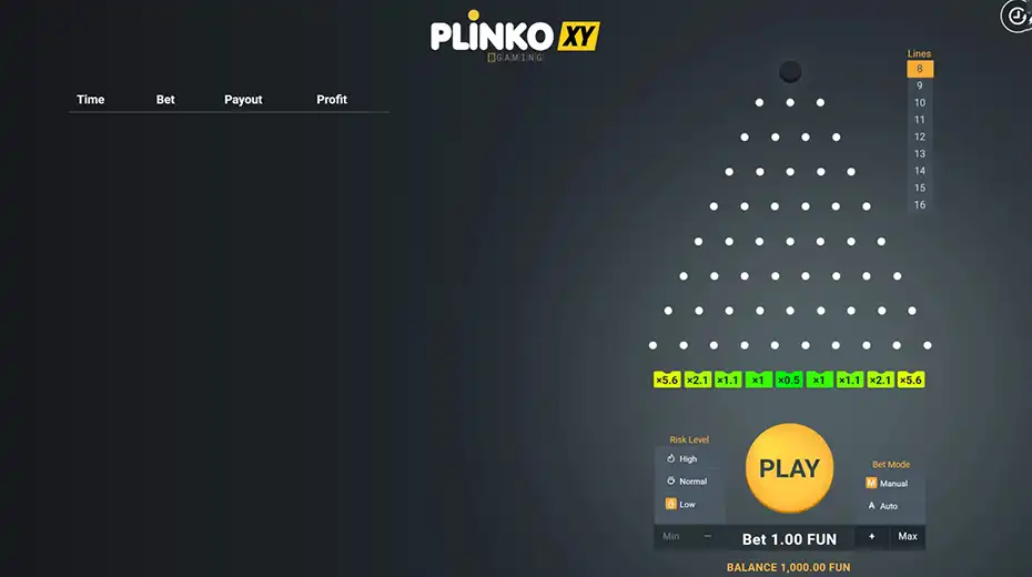 Игровое поле Plinko XY — падение шарика по доске